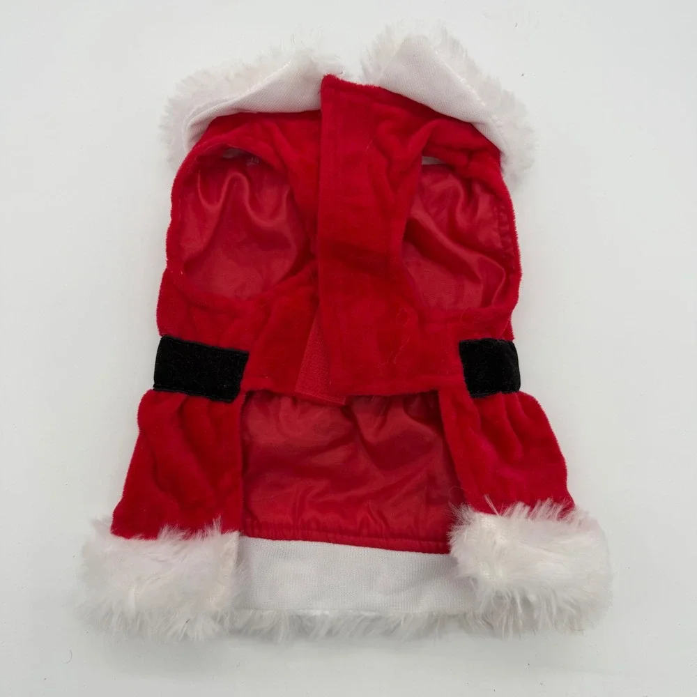 Christmas Santa Claus Dog Dress Red Velvet White Faux Fur XXS Holiday Costume